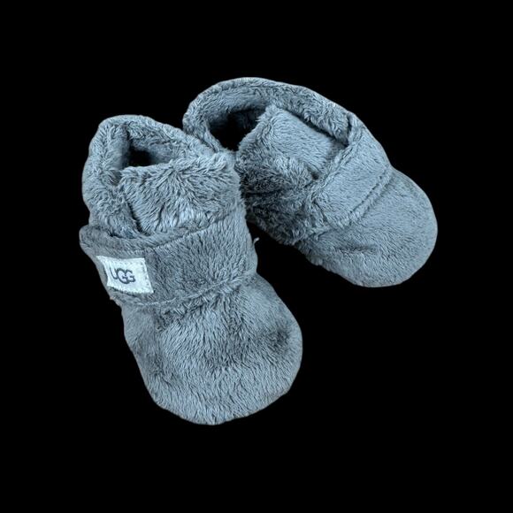UGG Infant Bixbee Slippers | Size 2-3 Small | 6-12 months | Gray Fuzzy Fleece - Picture 1 of 6